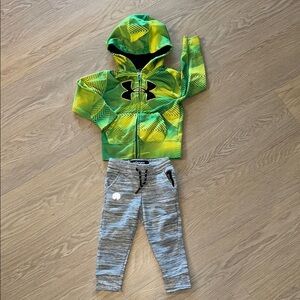 Under Armour Green Hoodie 2t and Gray Wayside Pants 2t Set